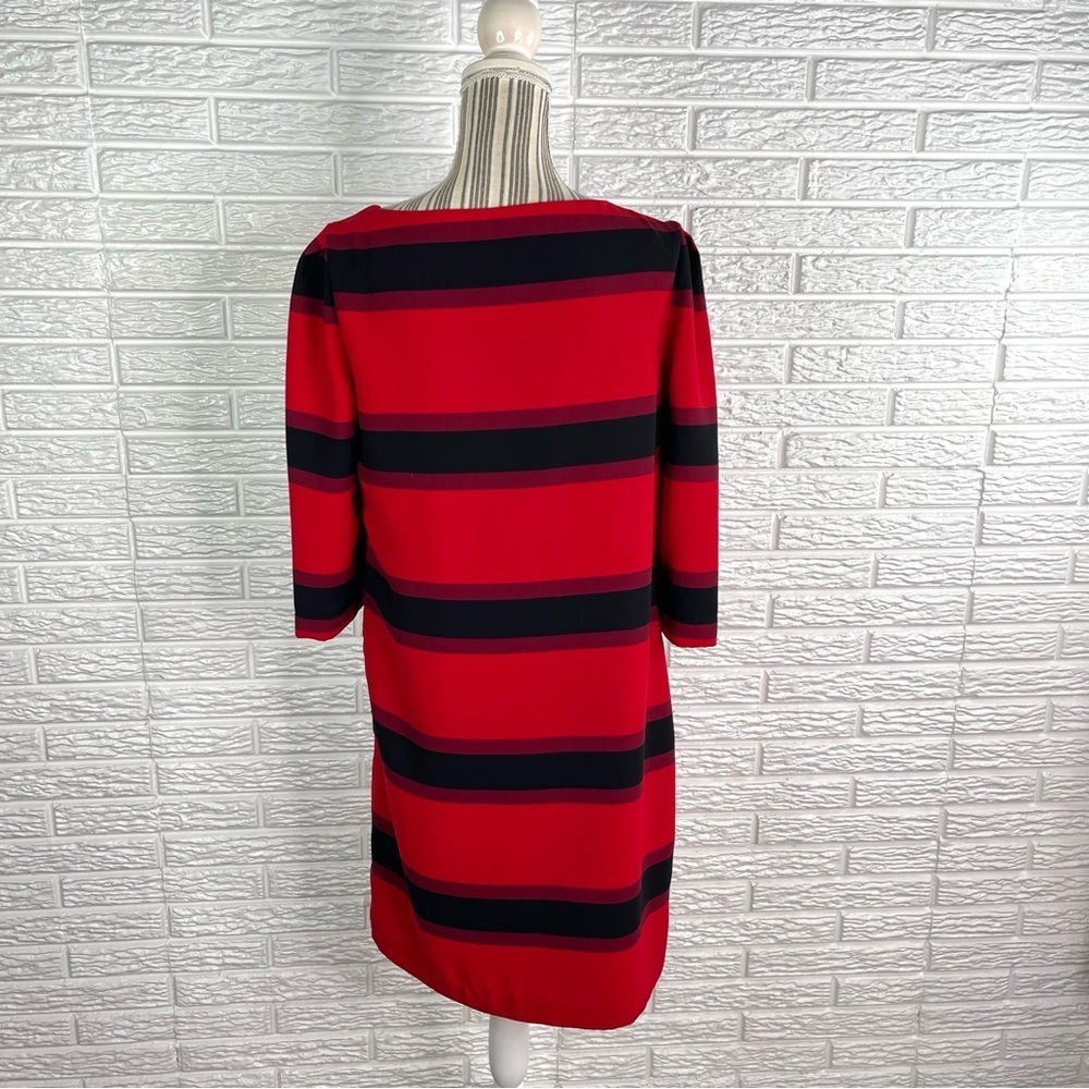 Premise Dresses Red Black Striped Shift Dress with Pockets Size 10 - Picture 6 of 11